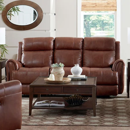 Leather Match Power Reclining Sofa with Extended Footrests